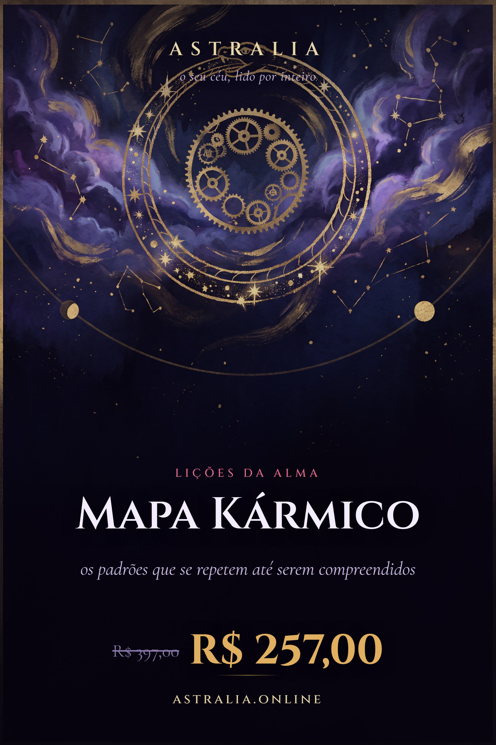 Céu profundo com nós de constelação — capa do Mapa Kármico da Astralia