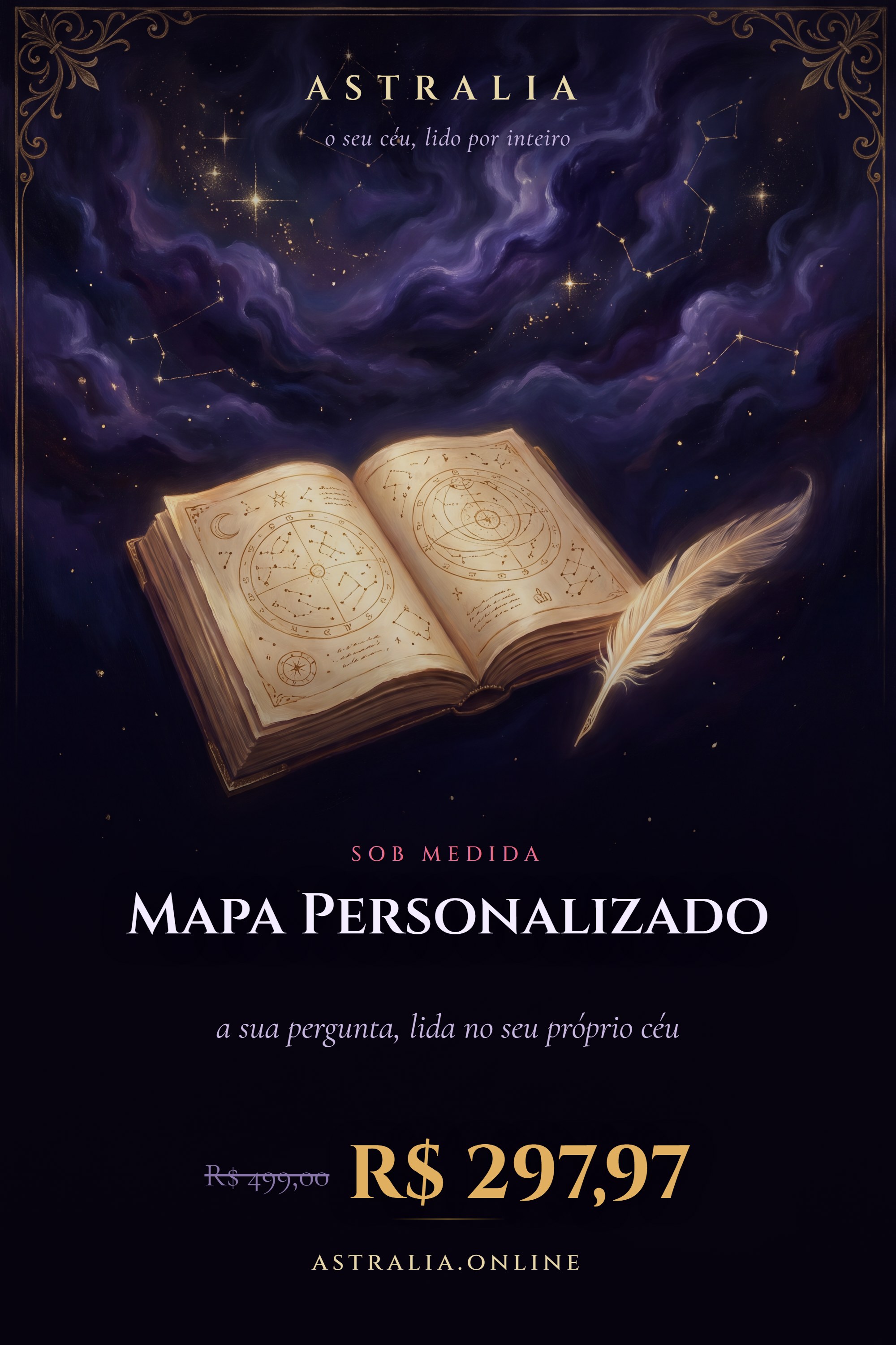 Céu completo em detalhe — capa do Mapa Astral Premium da Astralia