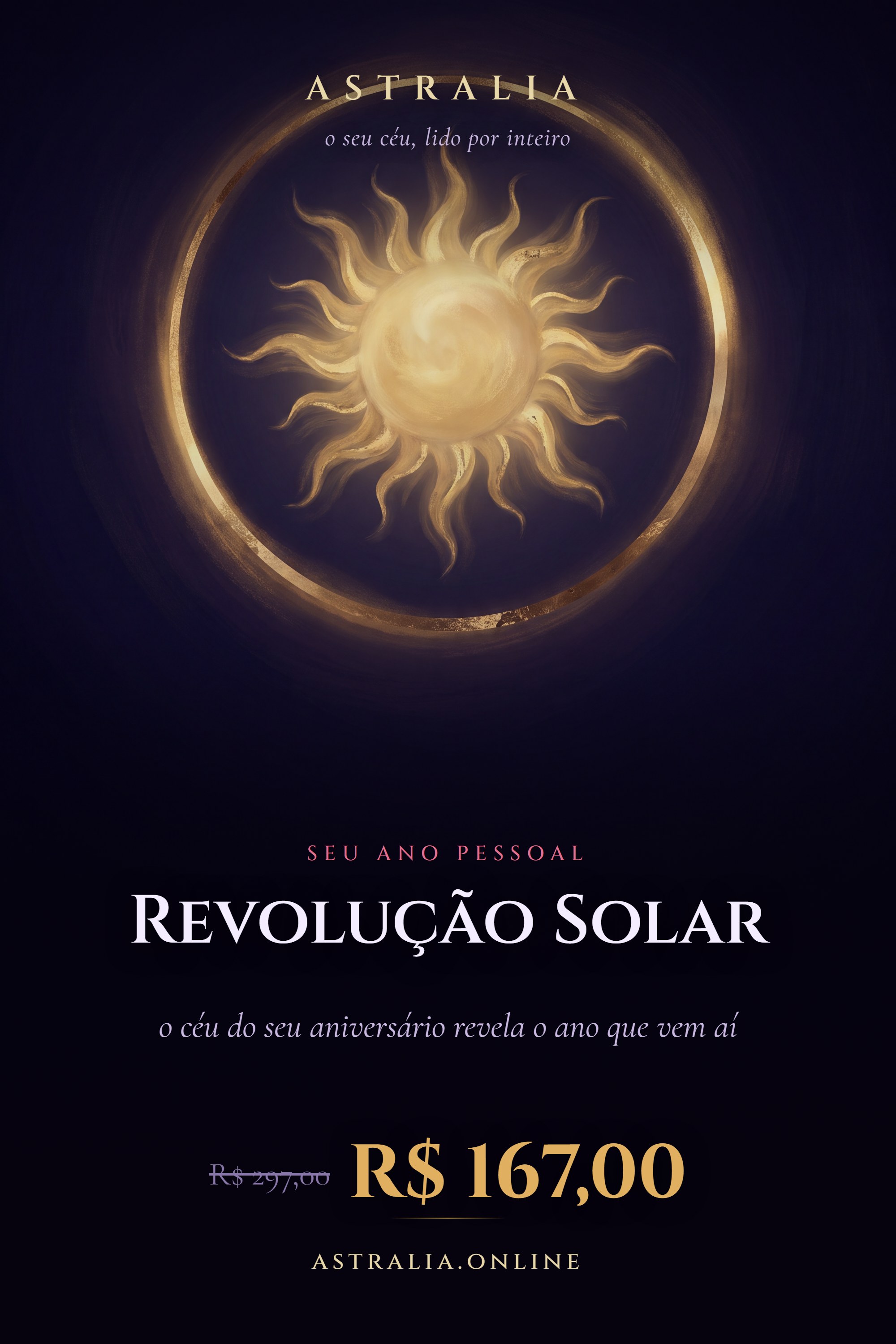 Sol renascendo entre estrelas — capa da Revolução Solar da Astralia