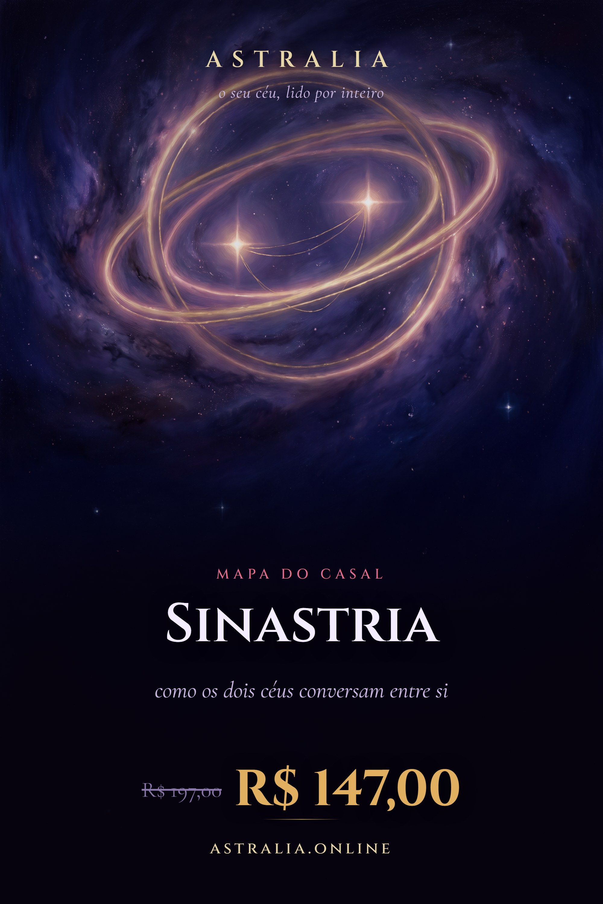 Dois céus que se encontram — capa da Sinastria do Casal da Astralia